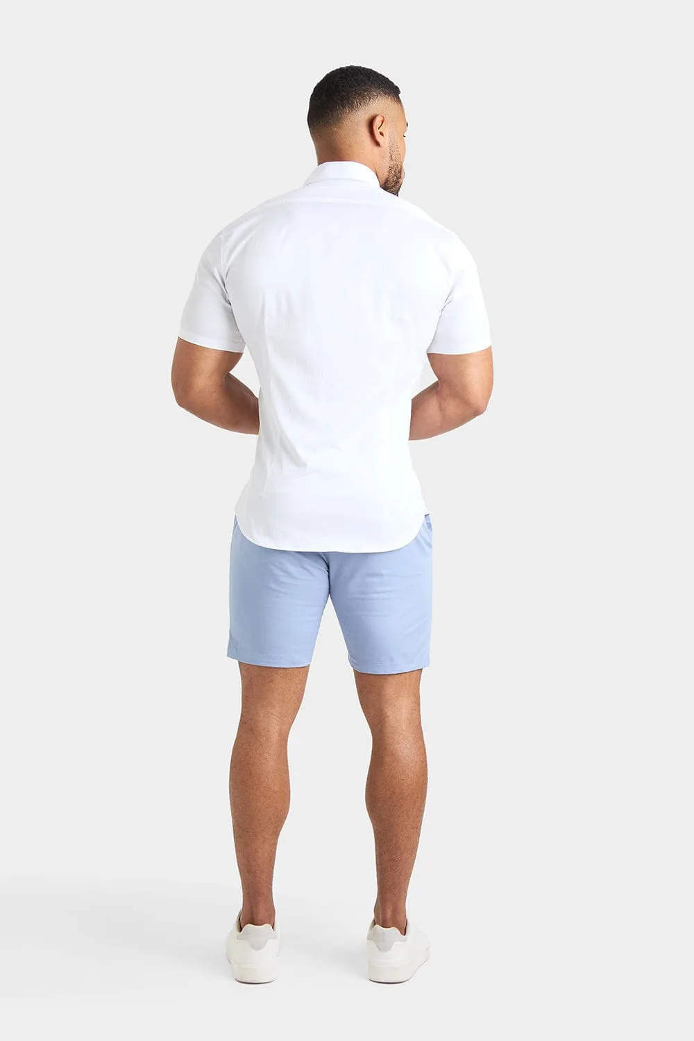 Muscle Fit Chino Shorts in Light Blue