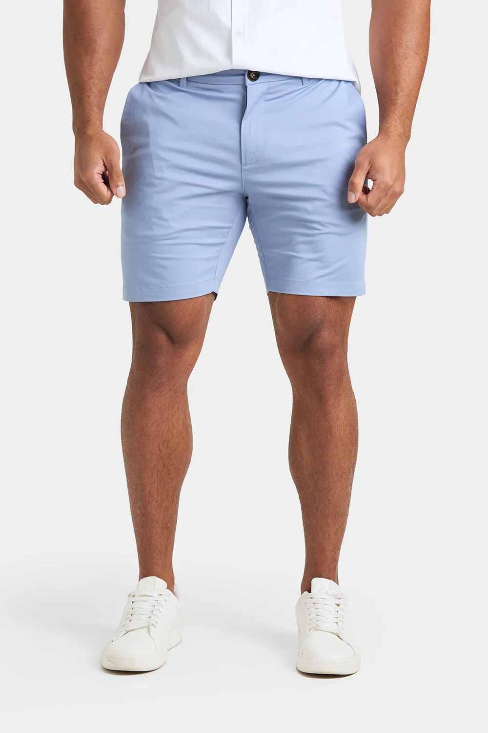 Muscle Fit Chino Shorts in Light Blue