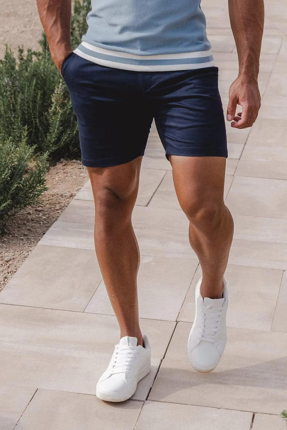 Muscle Fit Chino Shorts in Navy