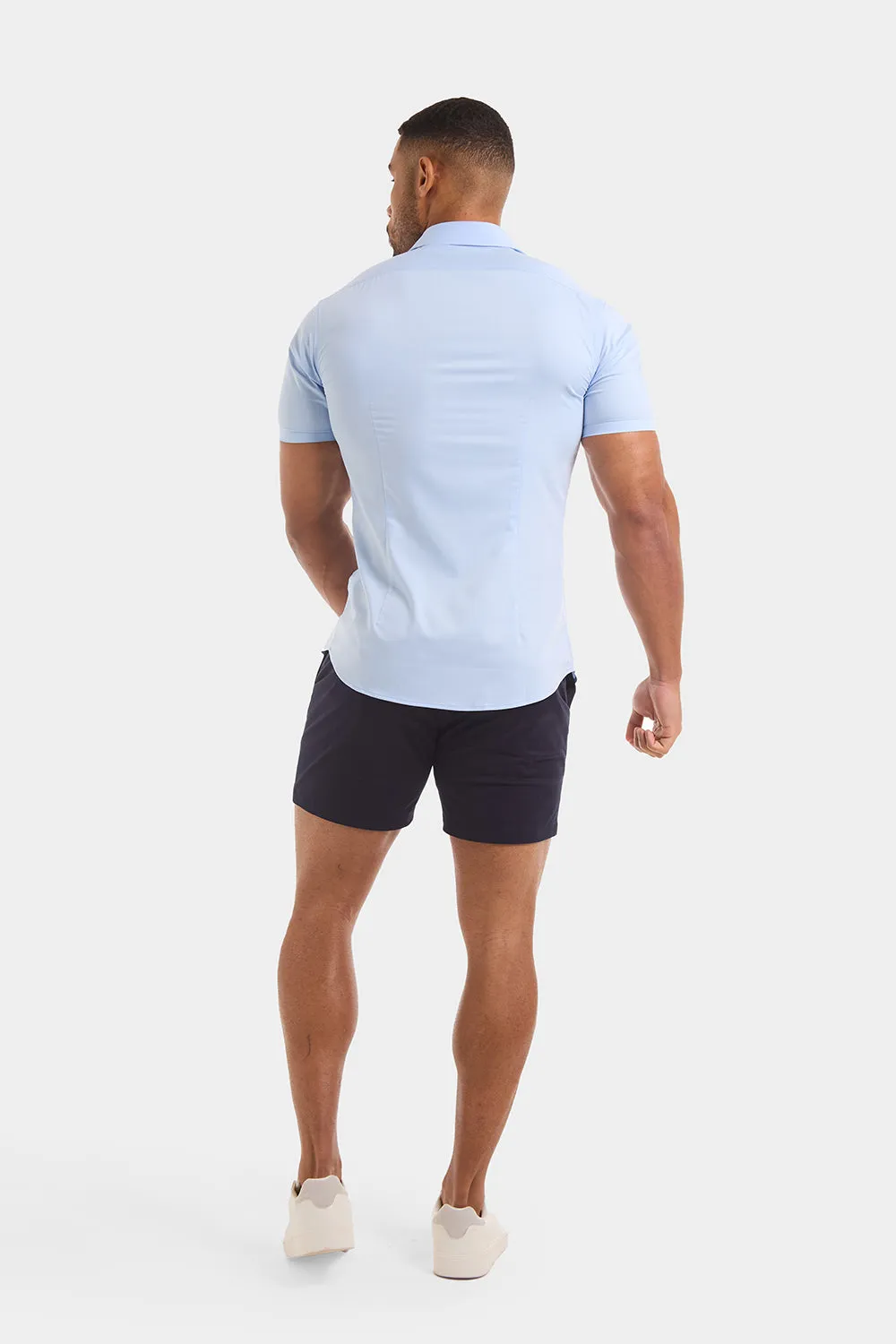 Muscle Fit Chino Shorts - Shorter Length in Navy