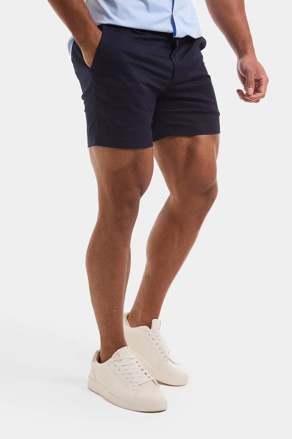 Muscle Fit Chino Shorts - Shorter Length in Navy