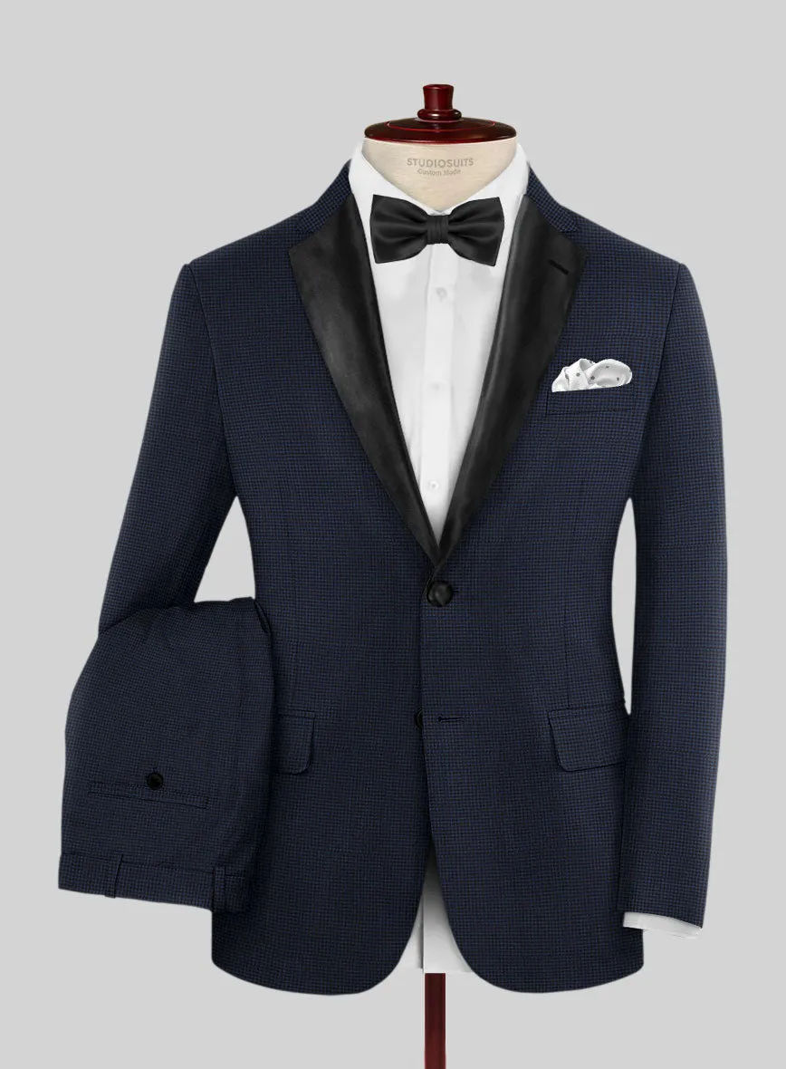 Napolean Mini Houndstooth Blue Wool Tuxedo Suit