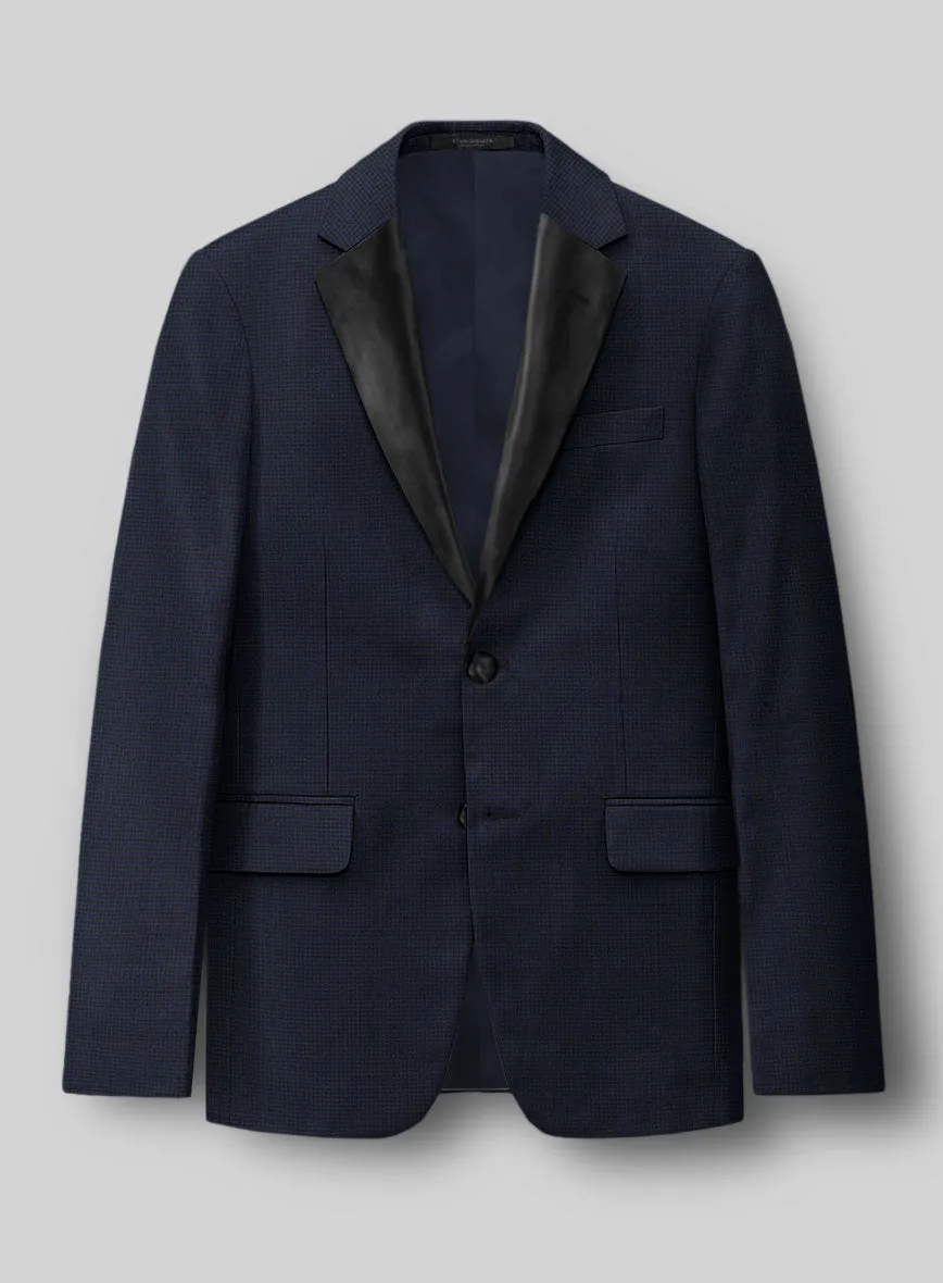 Napolean Mini Houndstooth Blue Wool Tuxedo Suit