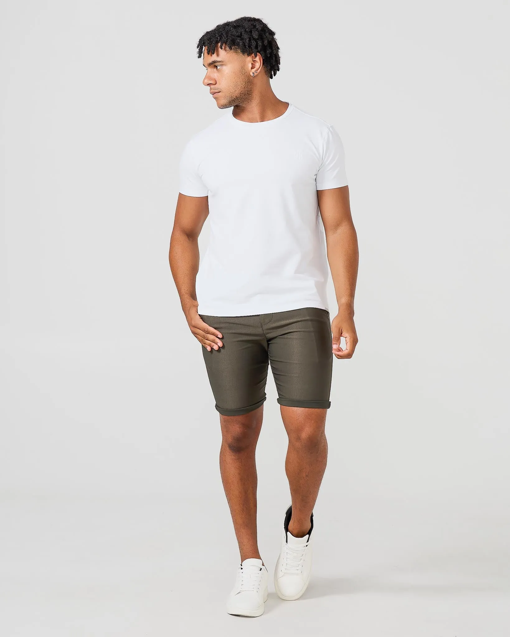 Olive Stretch Chino Shorts