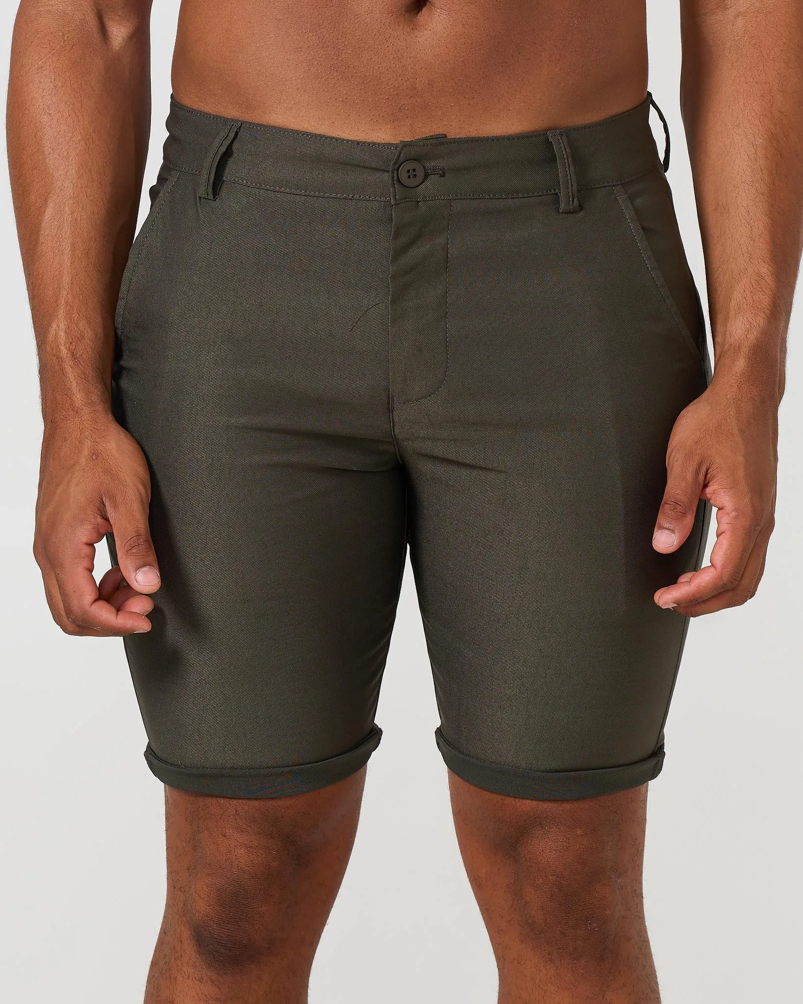 Olive Stretch Chino Shorts