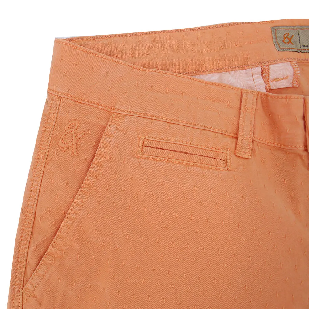 Orange Slim Fit Jacquard Shorts