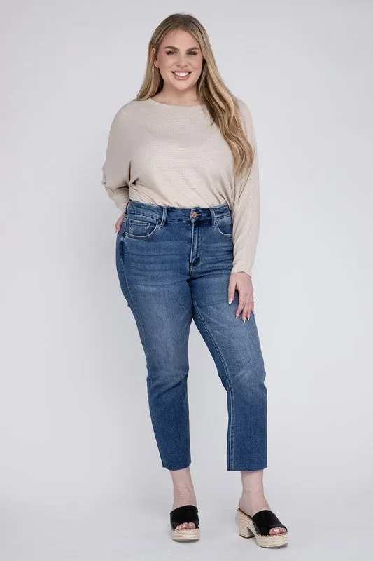 Plus Size High Rise Slim Straight Jeans