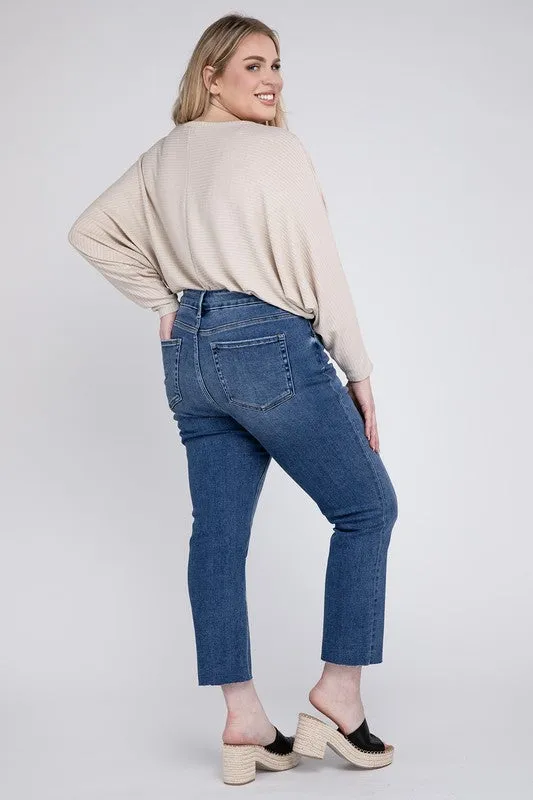 Plus Size High Rise Slim Straight Jeans