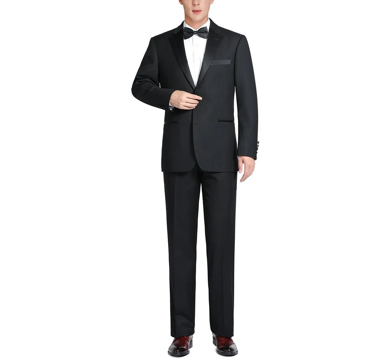 RENOIR Satin Slim Fit Notched Lapel 2-Piece Tuxedo Suit RI201-1