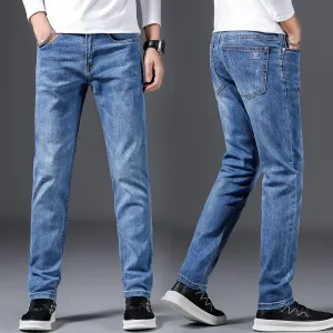 Slim Fit Elastic Straight Jeans For Men