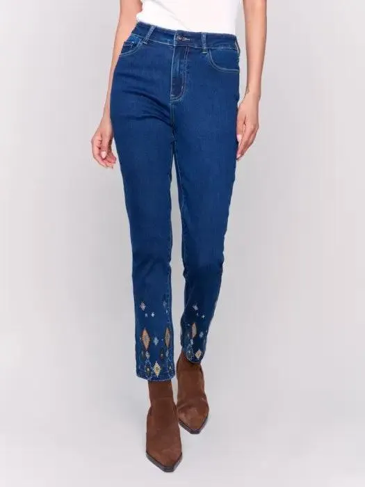 Slim Fit Jeans with Beaded Hem