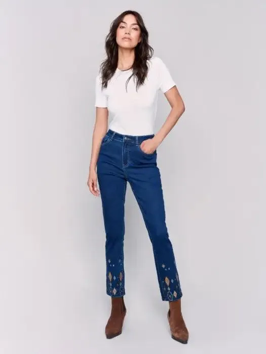 Slim Fit Jeans with Beaded Hem