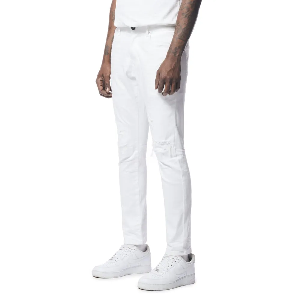 Slim Tapered Rip & Repaired Jeans - White