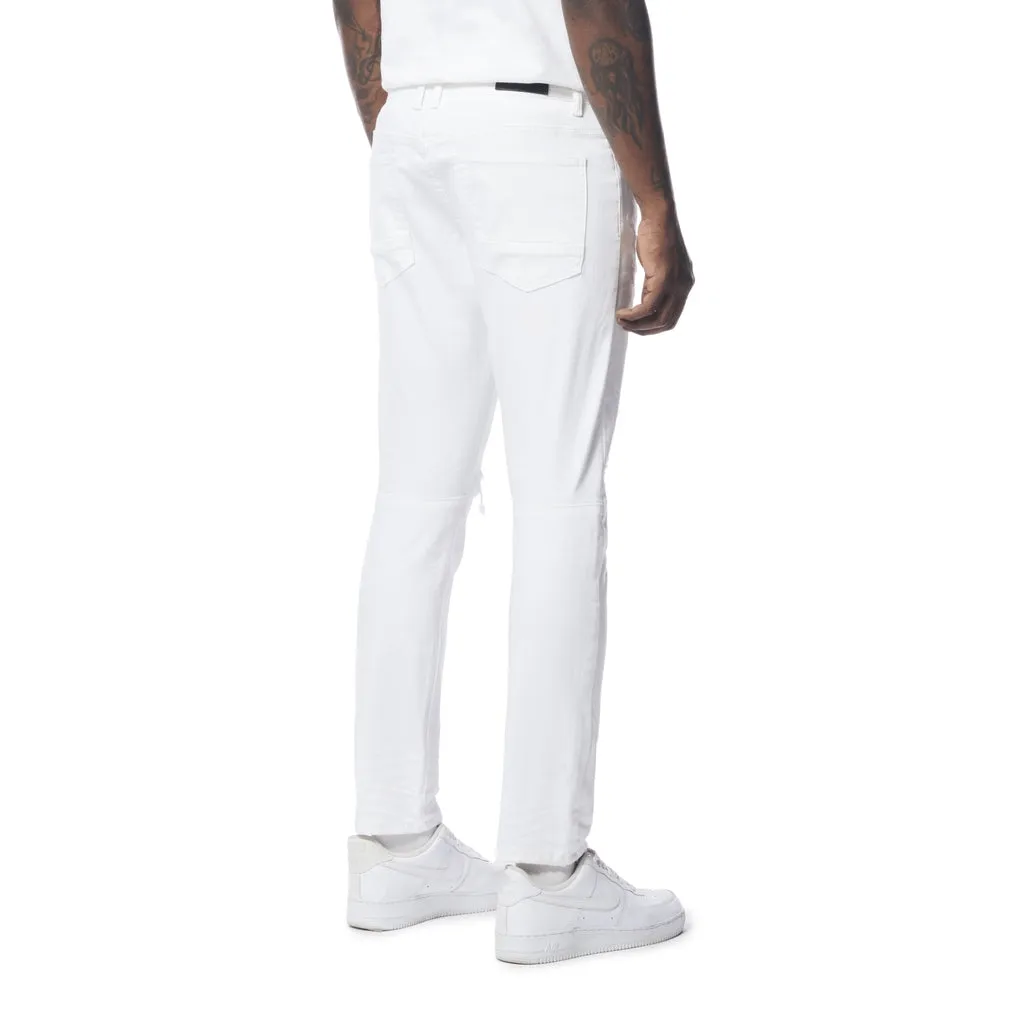 Slim Tapered Rip & Repaired Jeans - White