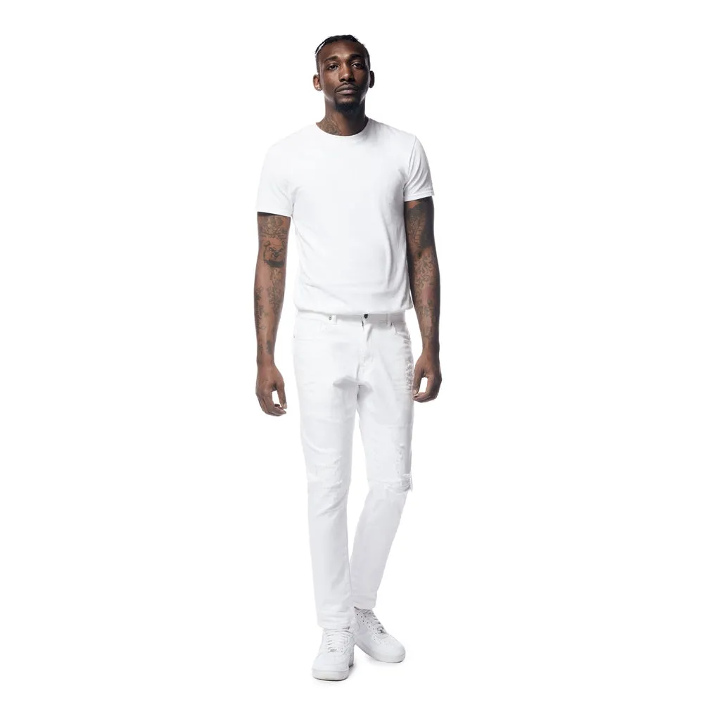 Slim Tapered Rip & Repaired Jeans - White