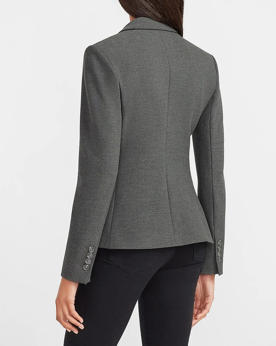 Soft & Sleek Peak Lapel One Button Blazer in Heather Gray