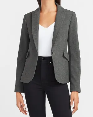 Soft & Sleek Peak Lapel One Button Blazer in Heather Gray