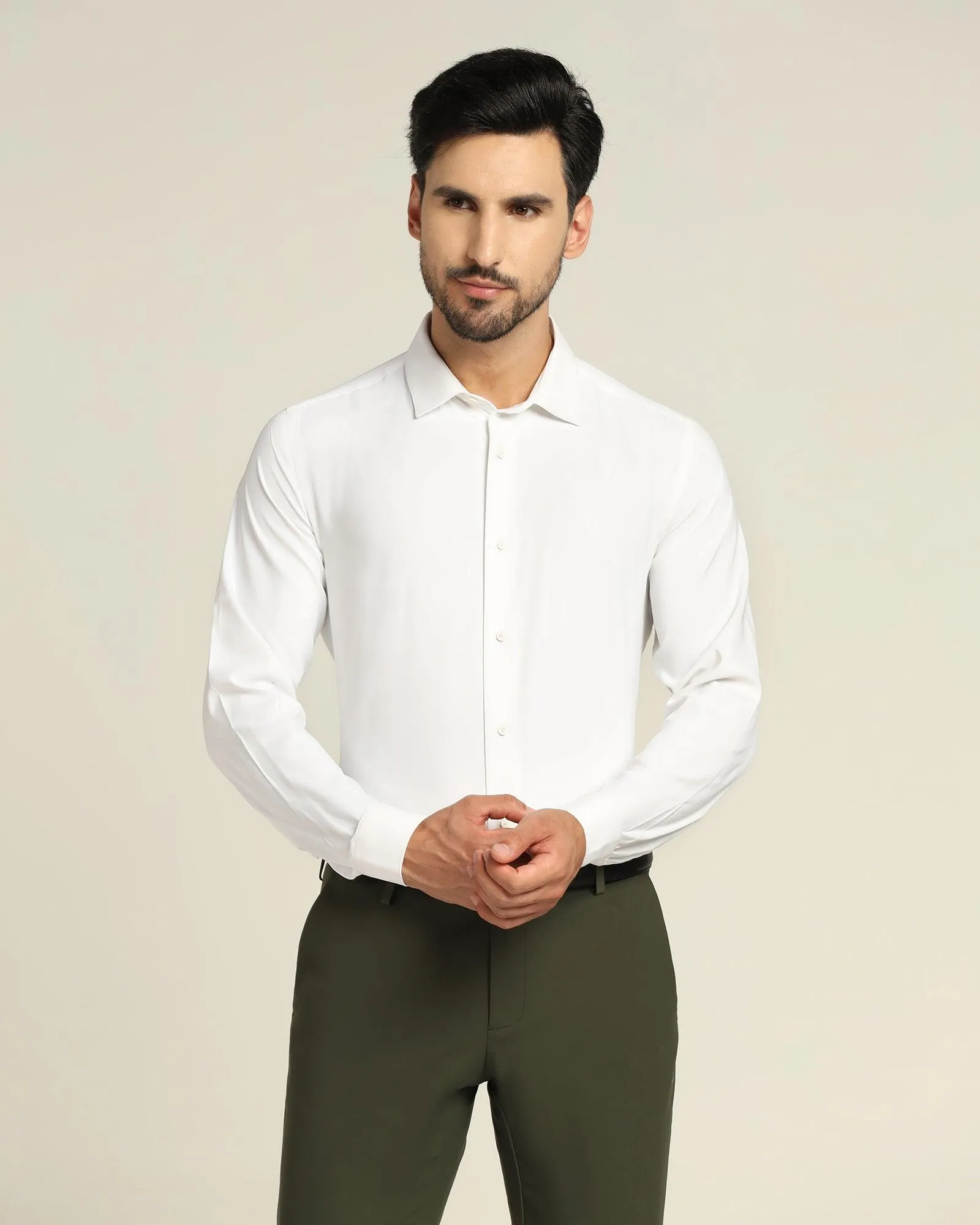 TechPro Formal White Solid Shirt - Shepherd