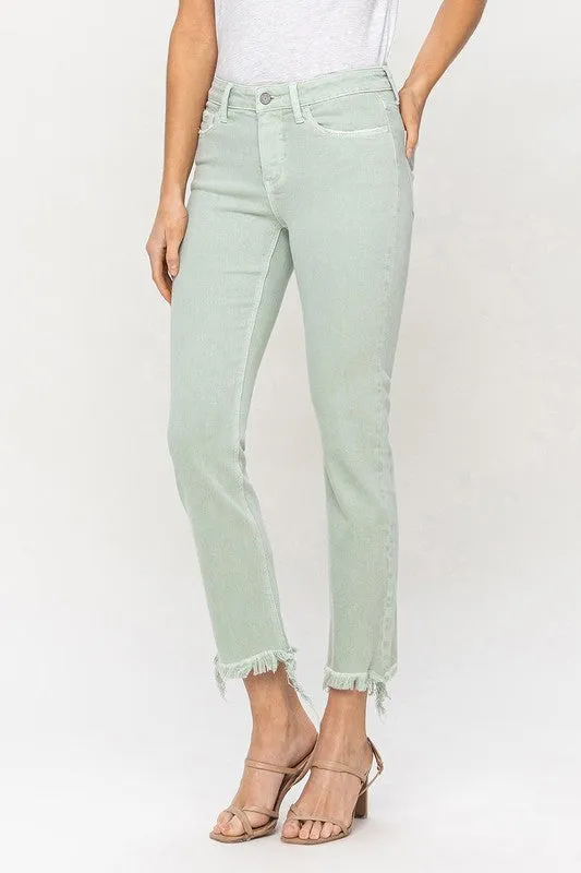 Vervet Mint Mid Rise Crop Straight Jeans