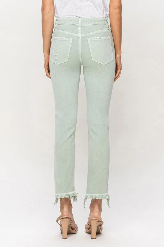 Vervet Mint Mid Rise Crop Straight Jeans