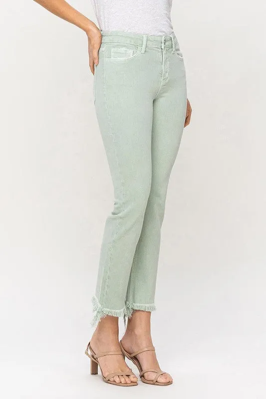 Vervet Mint Mid Rise Crop Straight Jeans