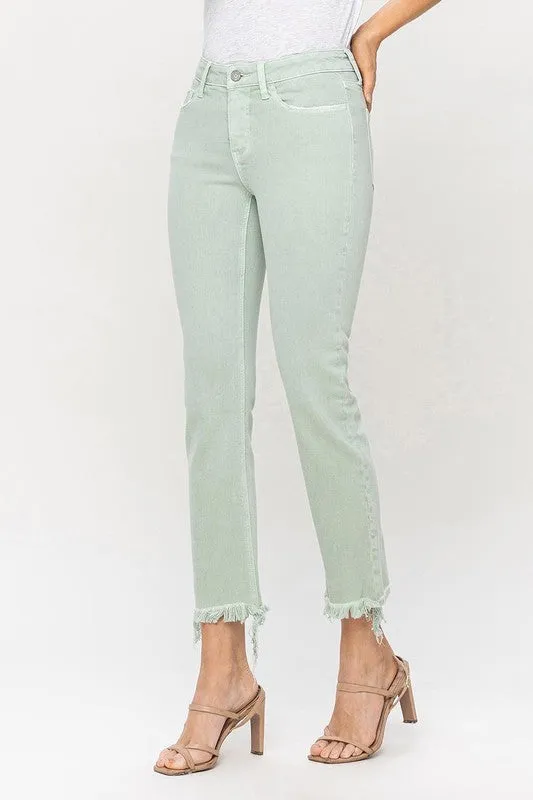 Vervet Mint Mid Rise Crop Straight Jeans