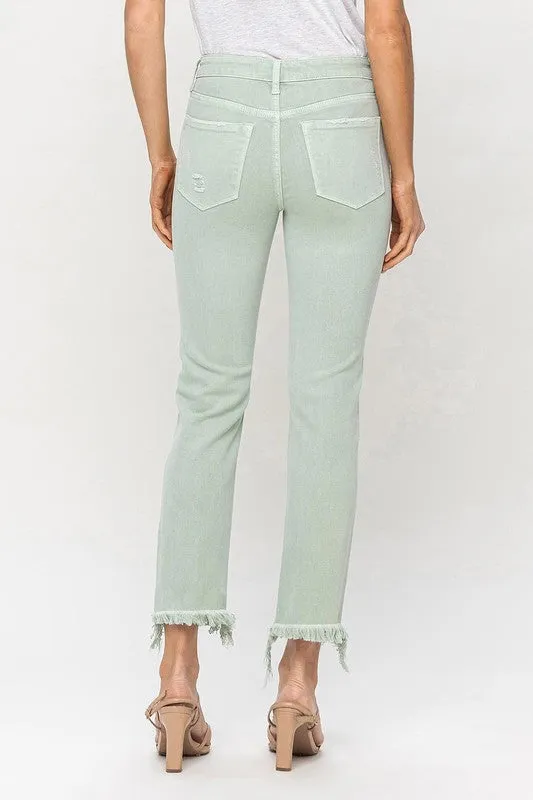 Vervet Mint Mid Rise Crop Straight Jeans