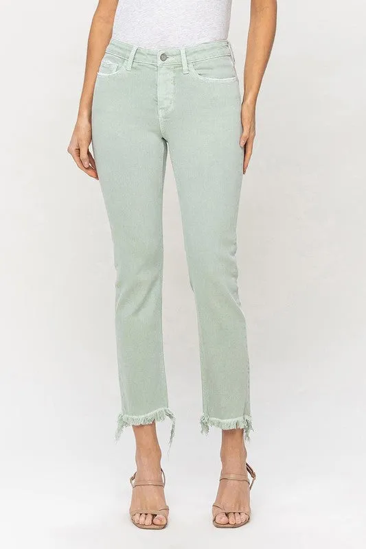 Vervet Mint Mid Rise Crop Straight Jeans