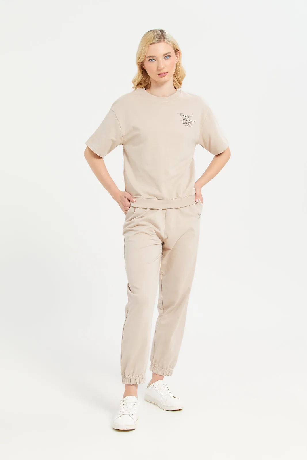 Women Beige Jogger Pants