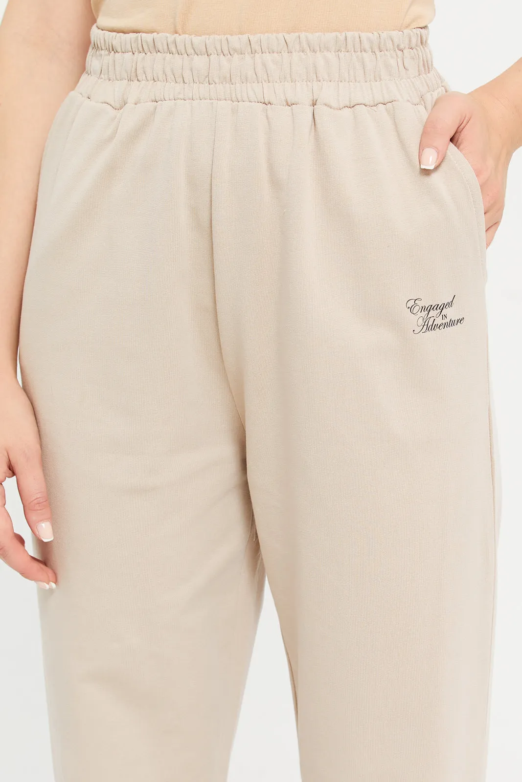 Women Beige Jogger Pants