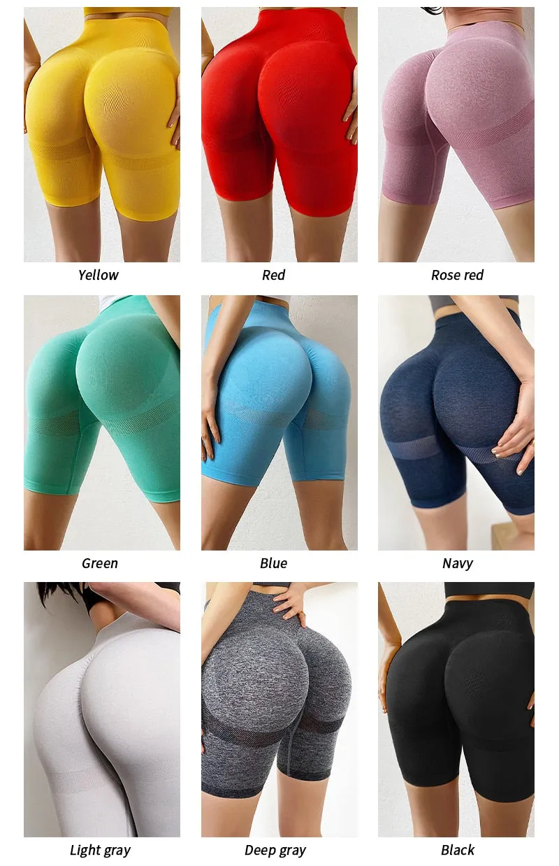 Women Seamless Sporty Shorts High Waist Booty Shorts Push Up Casual Women Fitness Workout Slim Shorts Femme