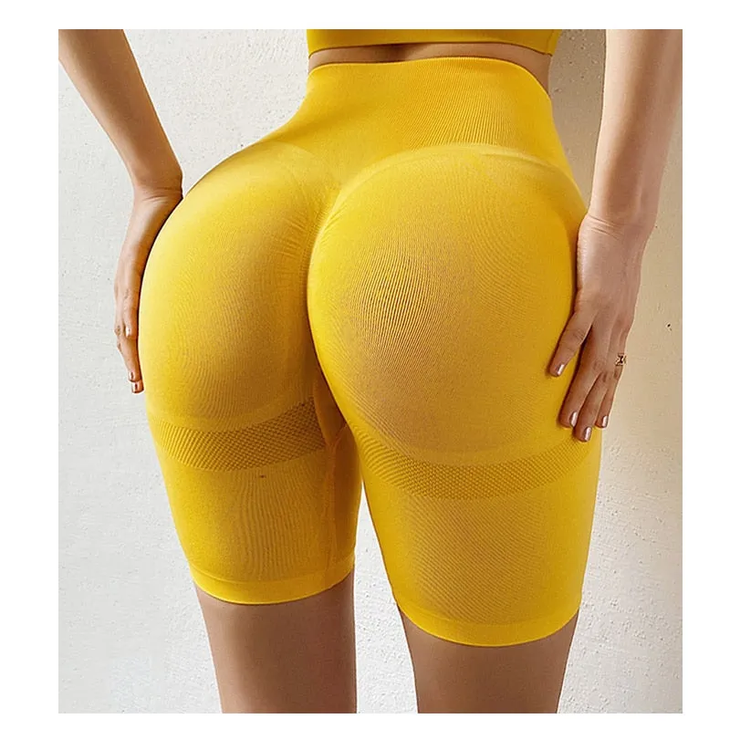 Women Seamless Sporty Shorts High Waist Booty Shorts Push Up Casual Women Fitness Workout Slim Shorts Femme